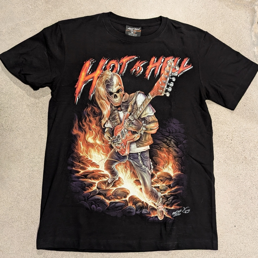 Rock Chang Hot As Hell Black Graphic Tee W/ Real Stud And Eyebrow Ring